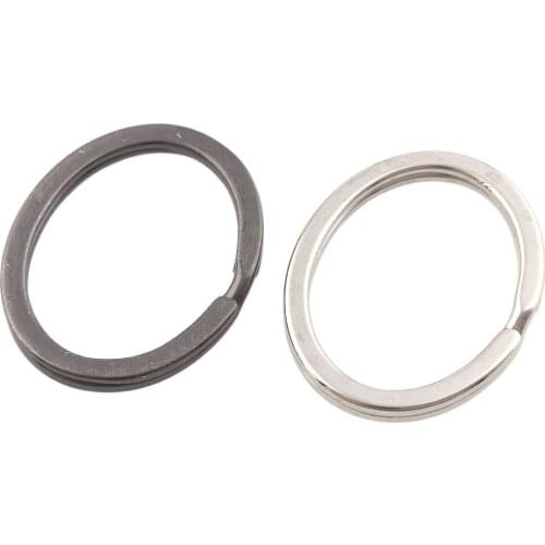 10pcs Metal Oval Flat Key Holder Split Rings Silver/Gun black Keyring Keychain Keyfob Accessories