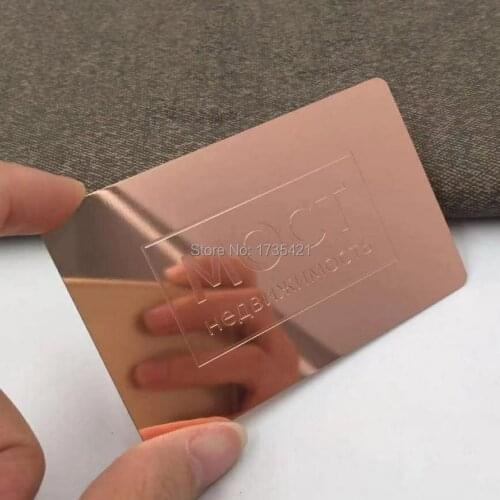 200pcs/lot)stainless steel metal material rose golden metal card printing