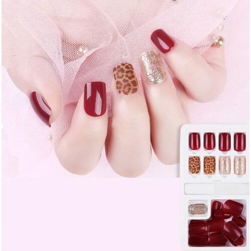30Pcs Fake Nails Press On False Nails Detachable Nails With Jelly Gel Glue Nail Art Glue on Nails