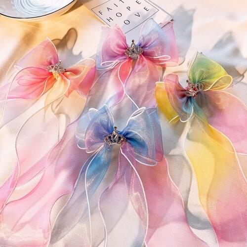 35meters /Roll Rainbow Color Tulle Organza Wired Ribbon For Hat Hairbows Hairbands For Kids Flower Deco