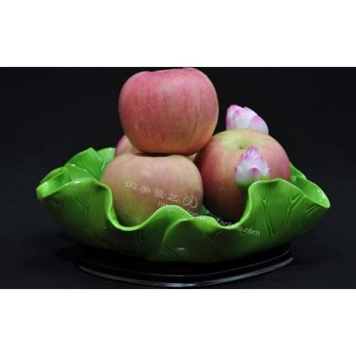 9.5 inch full-color double lotus three for lotus fruit for the plate for the Buddha Temple Buddha porcelain water supplies fruit