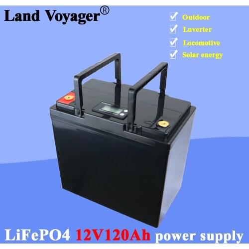Land Voyager 12.8v 120AH LCD lifepo4 battery with 100A BMS 12V 120Ah battery for go cart UPS Household appliances Inverter