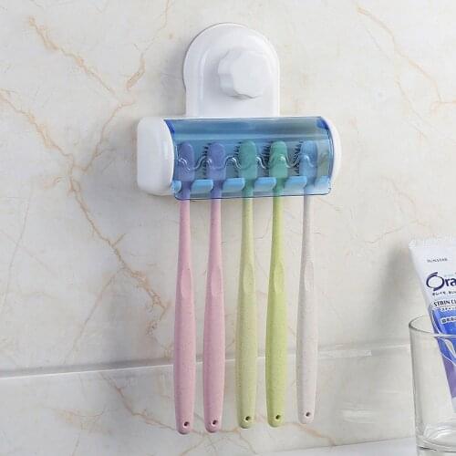 Toothbrush Spinbrush Plastic Suction 5 Toothbrush Holder Wall Mount Stand Rack Home Bathroom Accessories