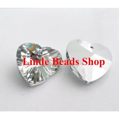 Free Shipping! Wholesale AAA Top Quality 28mm 6202 heart Crystal Pendant crystal clear half silver coating colour 20pcs