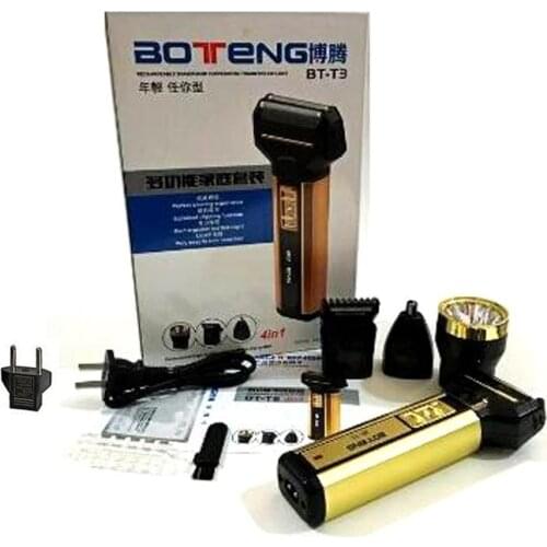 4 IN 1 Electric Shaver Razor Cordless Beard Trimmer for Men Rechargeable Nose Hair Trimmer 3 Grooming Kit + Led Flashlight Head