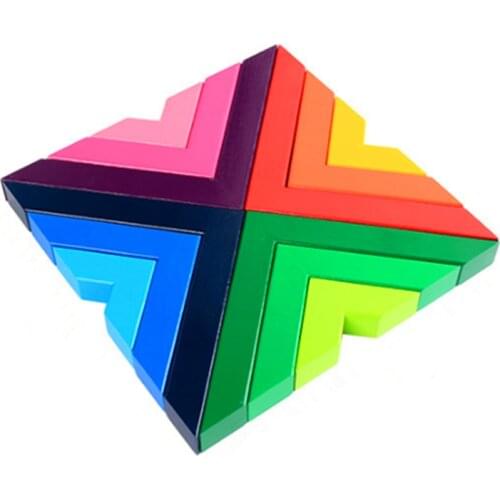 Wooden Rainbow Stacking Game Stacker Geometry Building Blocks Nesting Educational Toys Kids Toddlers