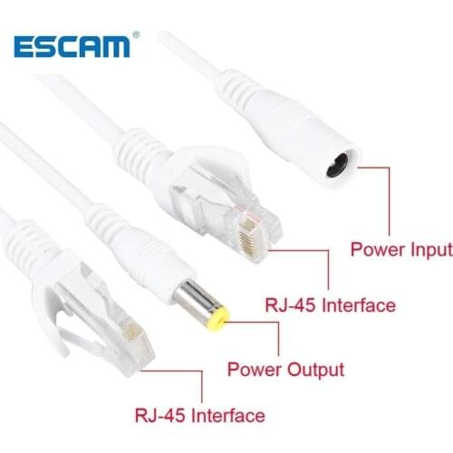 ESCAM POE Adapter cable RJ45 Cable Power Over Ethernet Adapte Injector Splitter DC 12 V 1 Pair for IP Camera