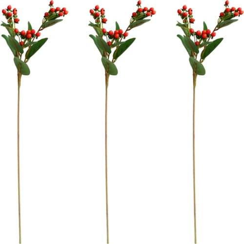 Artificial Flower Bouquet Mini Decoration DIY Accessories Double Heads Plastic 55cm Bundle Wedding Bright Home Party Fake Fruit