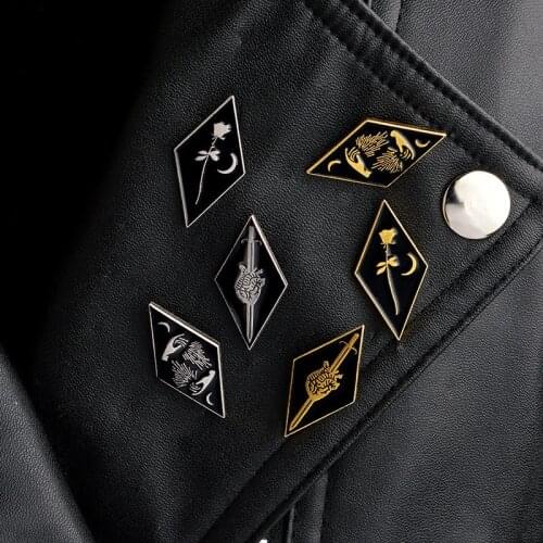 Exquisite Cartoon Punk style Brooch wholesale Night Moon Finger Rose Sharp Sword Heart Collar Badge Jewelry accessories