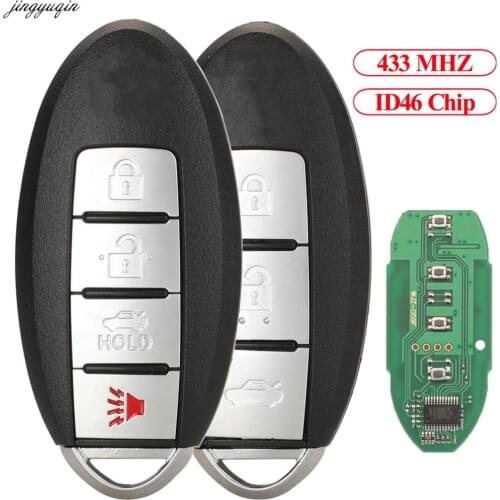 Jingyuqin Remote Control Car Key ID46 PCF7952 433MHZ For Nissan Bluebird Sylphy Sentra 2014 3/4 Buttons Smart Fob