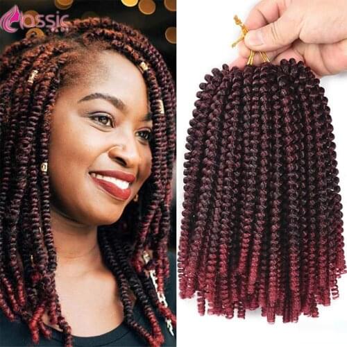 CLASSIC PLUS 8 Inch Fluffy Crochet Braids Spring Twists Hair 60 Strands Synthetic Hair Braiding Red Wigs Twist Hair Extensions