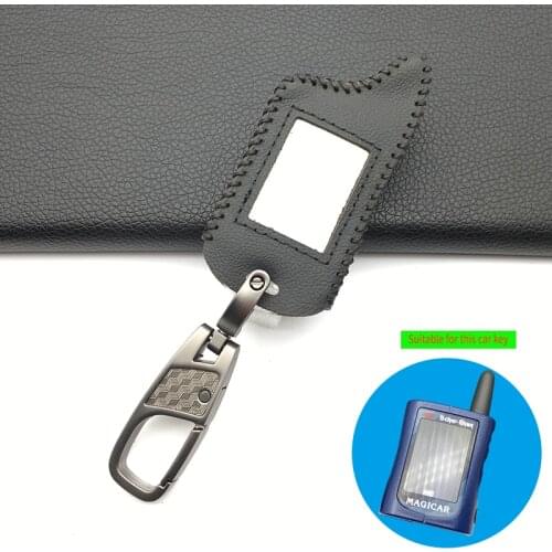 Fashion Style Body Leather Case Keychain Covers for Russian Version 2-Way Scher Khan Magicar A/B Lcd Two Way Car Alarm Remote