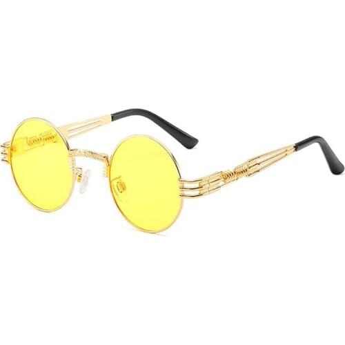 JULI Steampunk Round Sunglasses for Men Women Alloy Eyeglasses Circle Shape Brand Designer Sun glasses Mirror UV Protection 8077