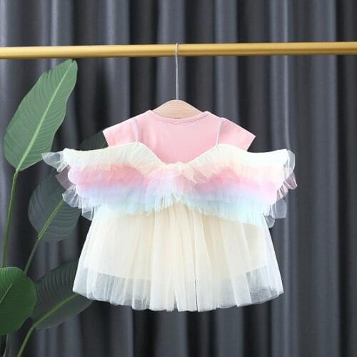 Newborn baby Girls summer clothes 1st baby birthday princess party tutu dresses dress wings for girls baby clothing outfit dress