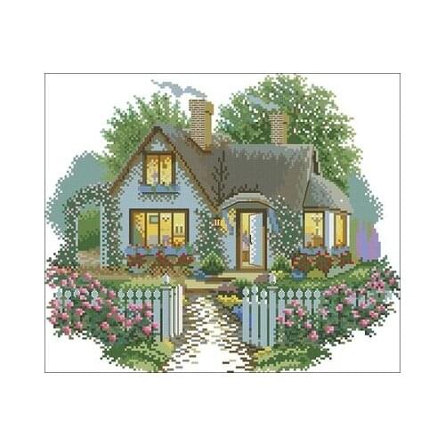 RTO199 Garden Cottage Needlework,For Embroidery,DIY 14CT Unprinted Arts Cross stitch kits Set Cross-Stitching Home Decor