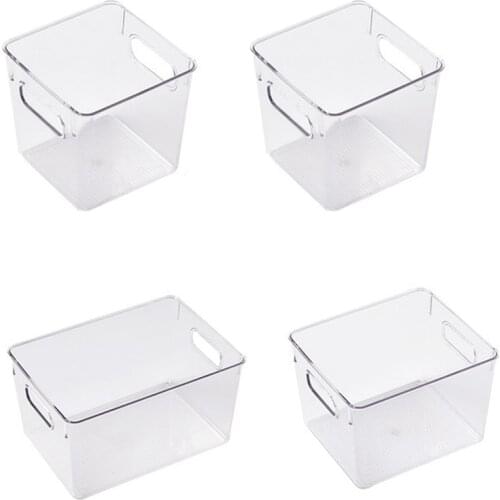 Set of 4 Pantry Organizer Bins Household,Plastic Food Storage Basket with Handles for Kitchen,Cabinets,Refrigerator