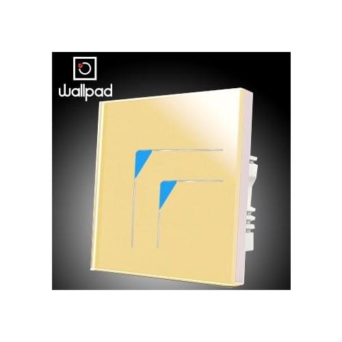 2 Gangs 1 Way 110~250V Touch Screen Wall Light Switch Wallpad Top Gold Crystal Glass Switch Panel LED Indicator