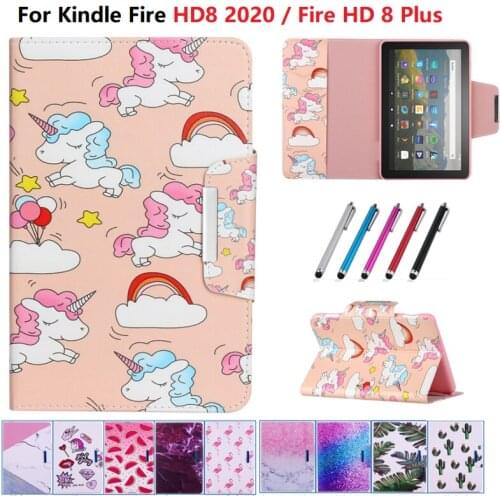 New For Fire Hd 8 2020 Case Tablet Stand Shell Coque for Amazon Fire HD8 Hd 8 Plus Cover Tablet Case 10th Generation 2020 +Gift