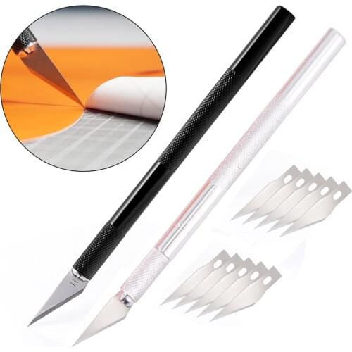 FOSHIO 2pcs Utility Art Knife+10pcs Blade Vinyl Film Car Sticker Decal Wallpaper Cutting Tool Precision Hobby Craft Cutter Knife