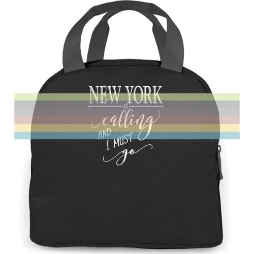 New York is Calling I Must Go Home s State City Ladies Print For Lady Cheap Price women men Portable insulated lunch bag