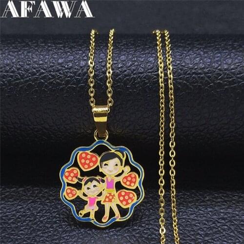 2021 Mom and Girl Stainless Steel Color Enamel Pendants Necklaces Women Gold Color Necklace Jewelry collar acero N9509S01