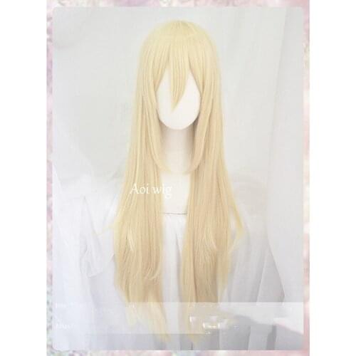 Anime Angels of Death Rachel・Gardner Cosplay Wig Long Gold Heat Resistant Synthetic Hair Wigs + Wig Cap