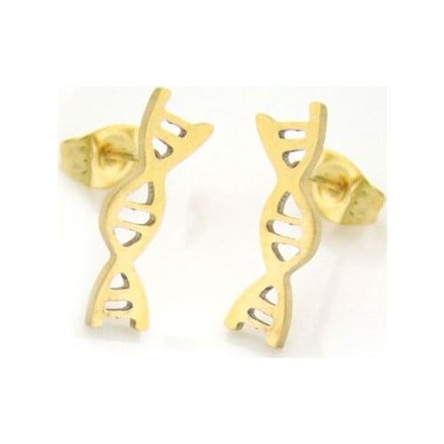 Wholesale 10Pairs DNA Box Biology Molecule Stainless Steel Earrings Fashion Scientist Jewelry 4 Colors Free Shipping