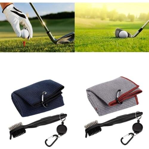 Outdoor Golf Towel Brush Tool Kit with Club Groove Cleaner Retractable Extension Cord and Clip Sport Accessories