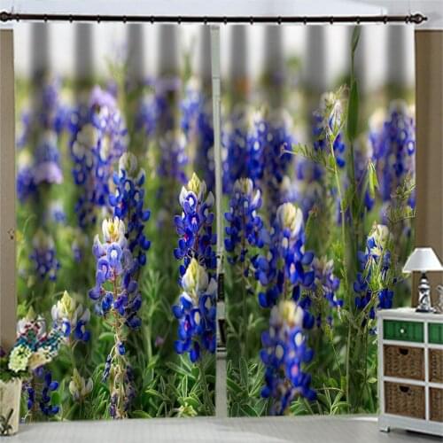 3D Curtain Printing Blockout Polyester Photo Drapes Fabric purple flower curtains 3D Curtains set For Bed room Living room