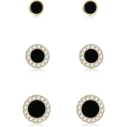 ZEMIOR 100% 925 Sterling Silver Earrings For Women Shining Cubic Zirconia Circle Small Stud Earrings Sets Fine Jewelry Ear Studs