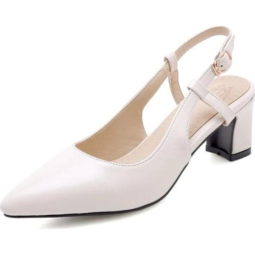 Big Size 9 10 11 12 13 14 15 16 17 ladies high heels women shoes woman pumps Tip-toed rear tripper with heavy heel single shoe