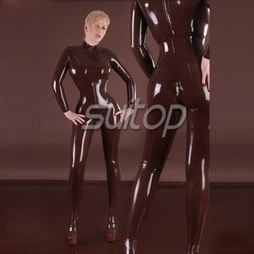 Suitop via DHL rubber latex Catsuit with corset for women