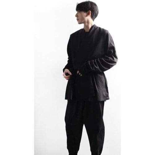 Dark wind summer mens suit waistcoat casual vest sleeveless cardigan elastic waist loose large jacket