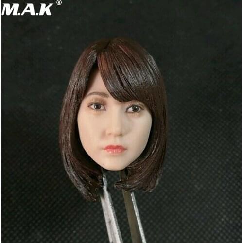 1/6 Female Brown Korean actress short hair Asian beauty girl head sculpt for 12inches femal body