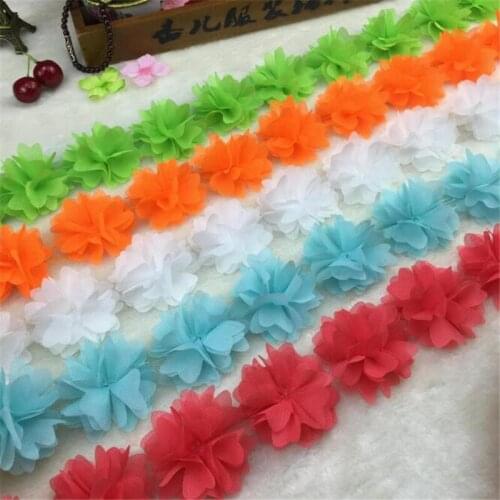 10Yards Chiffon Lace Dress Accessories Hairpin Accessories DIY Materials Perspective Chiffon Flower Lace Trim 6cm LC0169