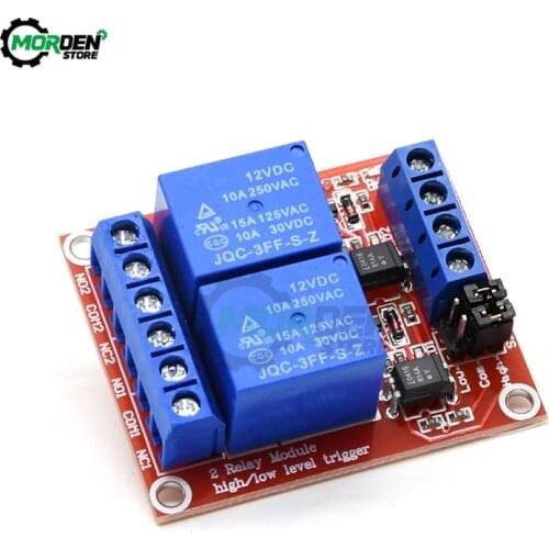 2 Channel Relay Module 12V 24V High and Low Level Trigger Relay Control With Red Optocoupler Two Way Relays