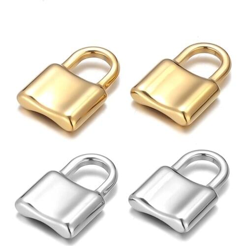5pcs Gold Stainless Steel Lock Shaped Novelty Charms Pendant Necklace Bracelet Charm Accessories for DIY Jewelry Gift Making