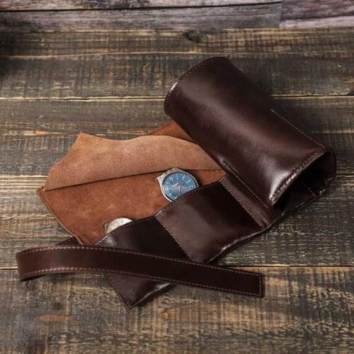 6 Grid Watch Box Vintage PU Leather Slots Mechinical Quartz Watch for Man Business Travel Storage Bag Gift Accessary