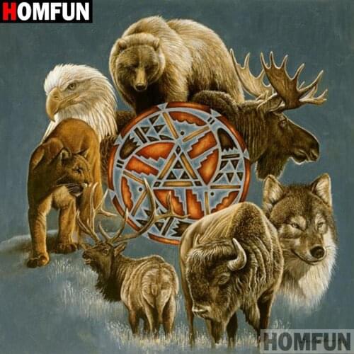 HOMFUN Full Square/Round Drill 5D DIY Diamond Painting "Animal collection" Embroidery Cross Stitch 5D Home Decor Gift A00539