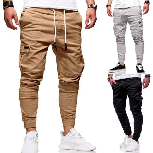 Mens New Casual Pants Youth Fashion Trend Solid Color Tethered Mens Sports Large Overalls