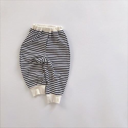 2021 Korea style girls boys striped pants autumn fashion kids long pants 1-7 years
