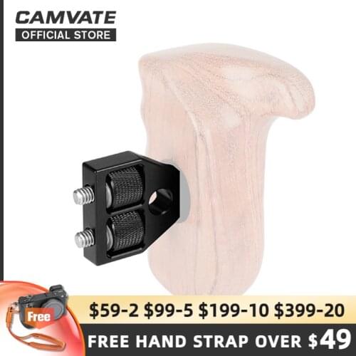 CAMVATE Wood Handle Grip Metal Bracket for DSLR Camera Cage Shoulder Rig Support System C2208