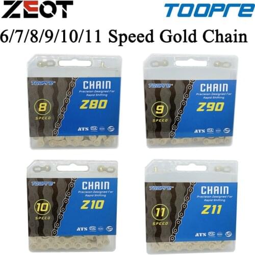 Toopre Road MTB Bicycle Chain 6 7 8 9 10 11 Speed Velocidade MTB Chains 116L Gold Missing Link Full Plating Anti-Rust