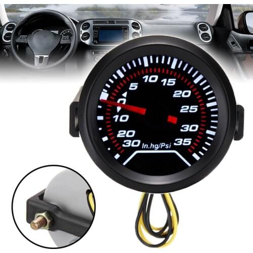 1set 52mm 2" Car Auto Gauge Pressure Tur-bo Boost Gauges Meter In. hg PSI Smoke Dial Face Digital LED Light DIY Parts