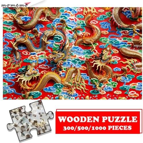 Chinese Dragon 300 500 1000 Pieces Puzzle Toys Wooden Asian Sculpture Picture Jigsaw Adults Puzzle Assembling Kids Puzzle Toys