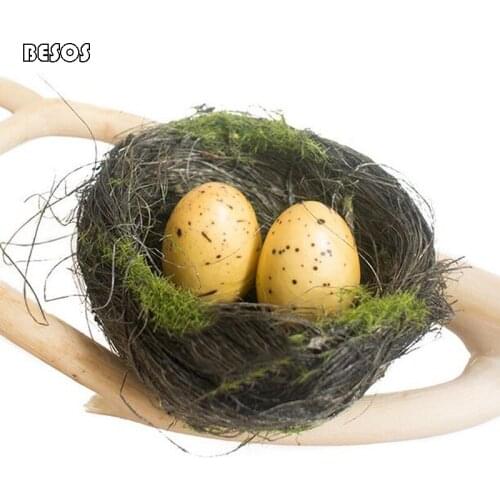 Mini Creative Simulation Blue Silk Bird Nest Bird Egg Rural Style Home Decoration Creative Window Shooting Props Bird Nest