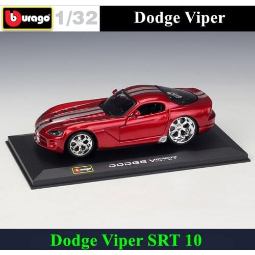 Bburago 1:32 Dodge Viper SRT 10 simulation alloy car model plexiglass dustproof display base package Collecting gifts