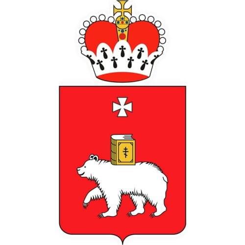 Hot Interesting Coat of Arms of Perm Oblast Car Sticker Motorcycle Decals Vinyl PVC 14cm*7cm Motorcycle Bumper KK Decal