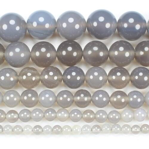 Natural Smooth Gray Agates 4-14mm Round Beads 15inch ,Wholesale For DIY Jewellery Free Shipping