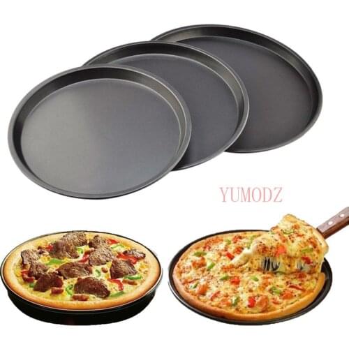 NEW Round Pizza Plate Pizza Pan Deep Dish Tray Carbon Steel Non-stick Mold Baking Tool Baking Mould Pan Pattern 6 8 10 inch